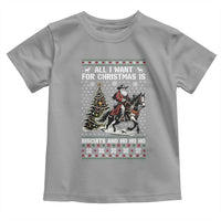 Funny Western Christmas Cowboy Santa Toddler T Shirt All I Want for Christmas Is Biscuits and Ho Ho Ho - Wonder Print Shop