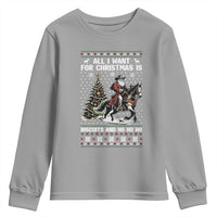 Funny Western Christmas Cowboy Santa Youth Sweatshirt All I Want for Christmas Is Biscuits and Ho Ho Ho - Wonder Print Shop