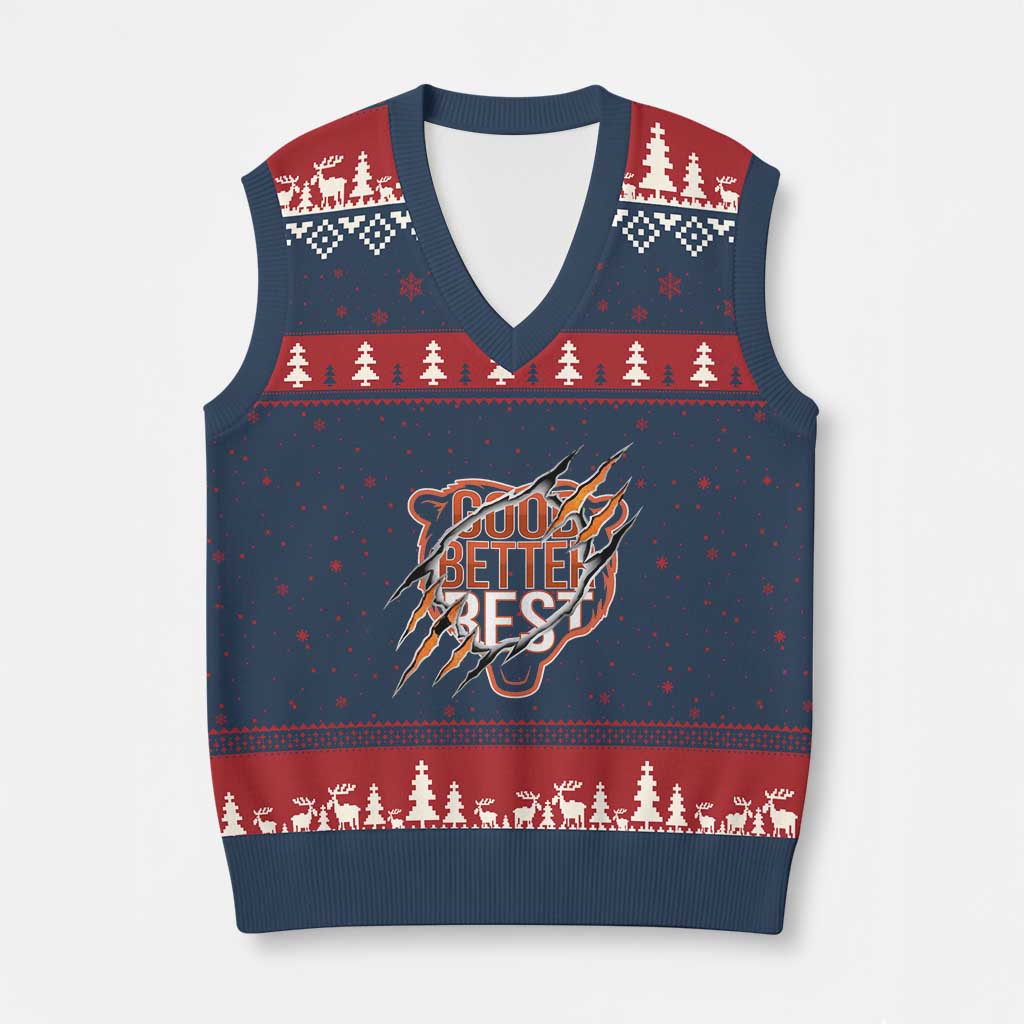 Good Better Best Graphic V-Neck Knit Sweater Vest Motivational Football Fans - Wonder Print Shop