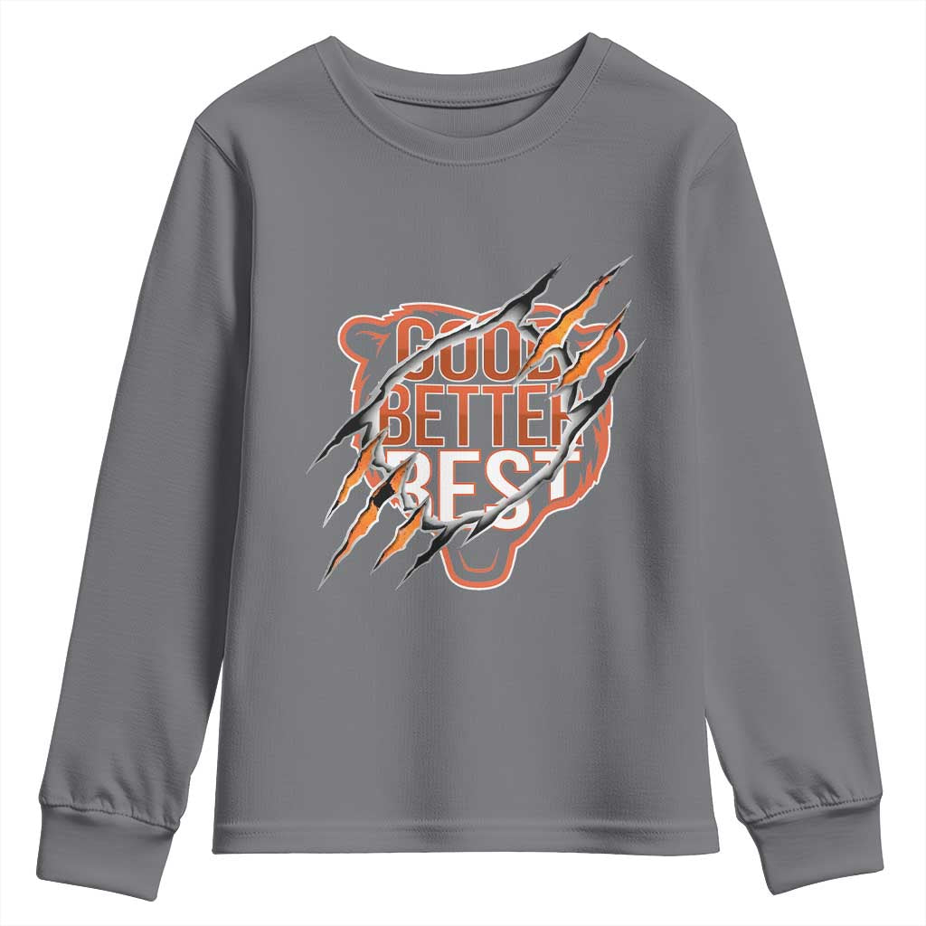 Good Better Best Graphic Youth Sweatshirt Motivational Football Fans - Wonder Print Shop