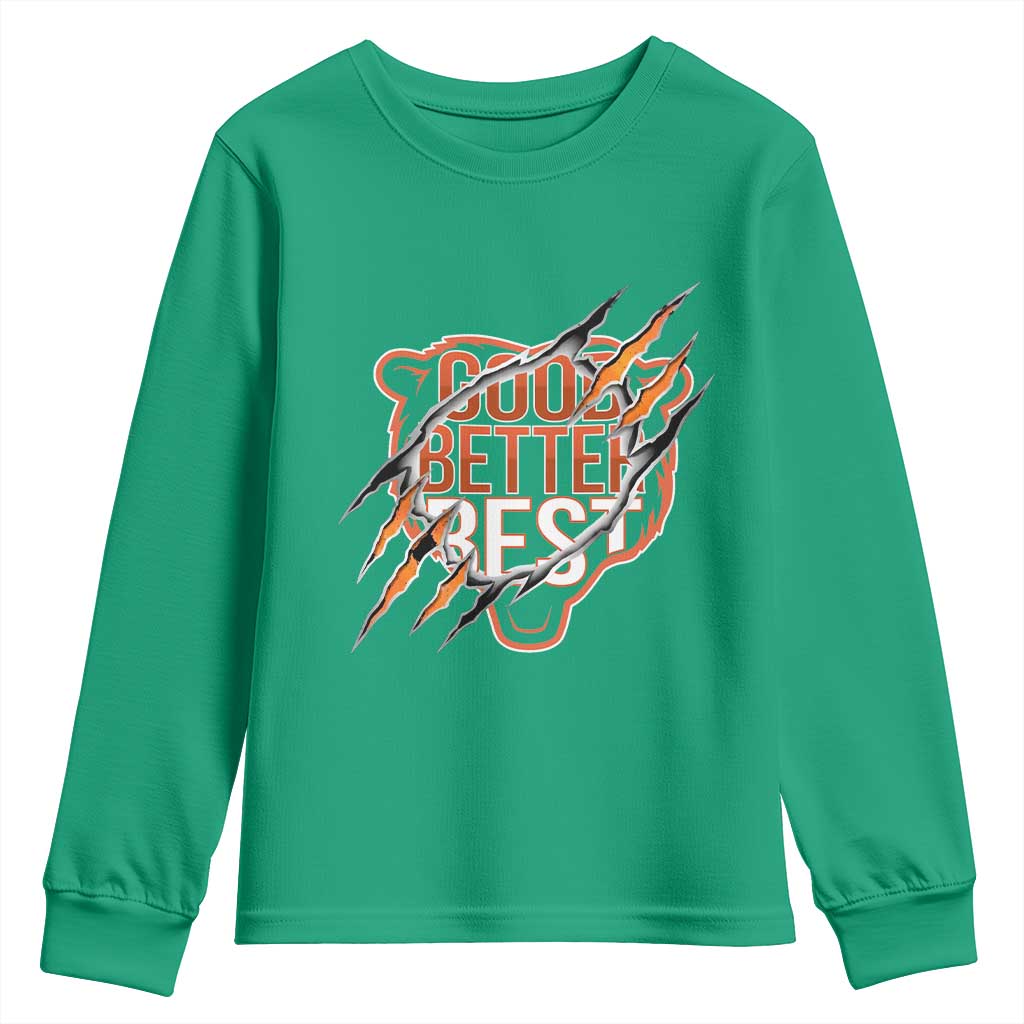 Good Better Best Graphic Youth Sweatshirt Motivational Football Fans - Wonder Print Shop