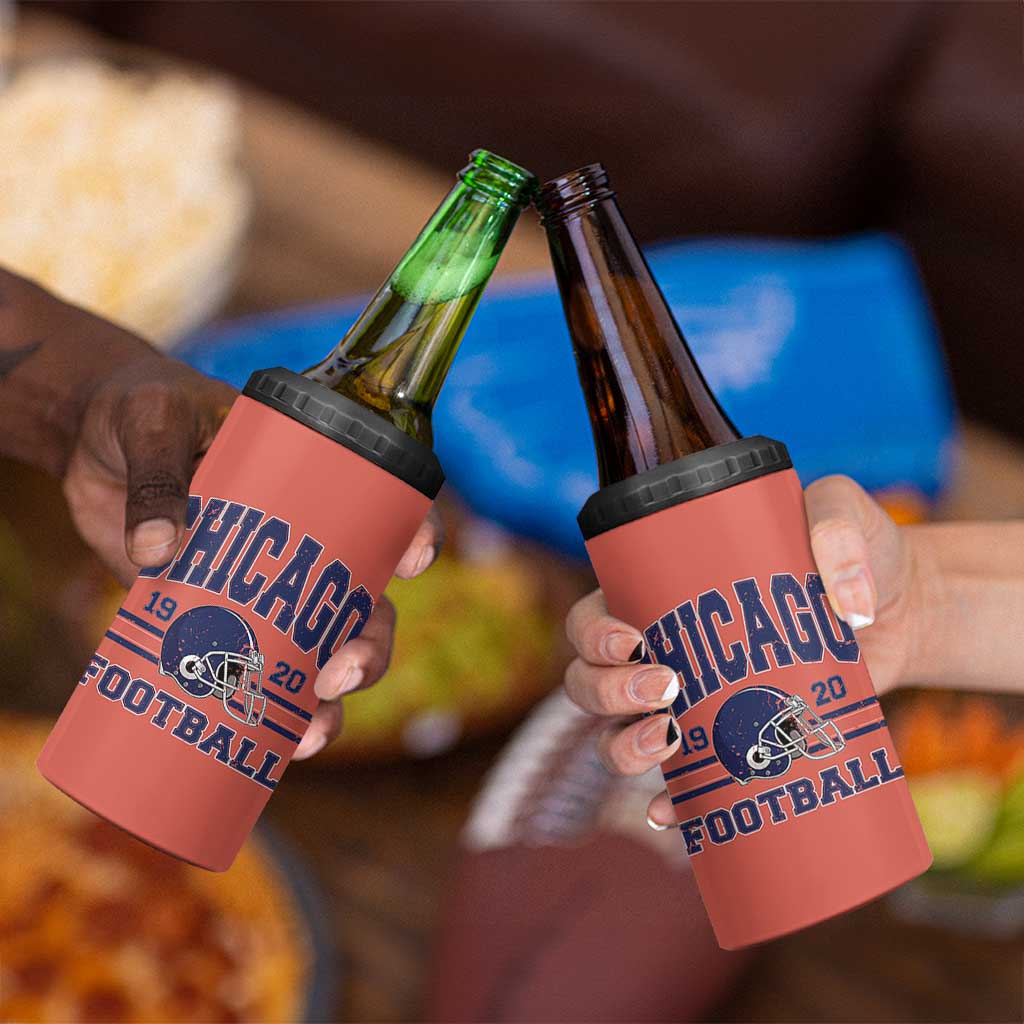 Chicago Football Lover 4 in 1 Can Cooler Tumbler Windy City Pride Sports Fan - Wonder Print Shop