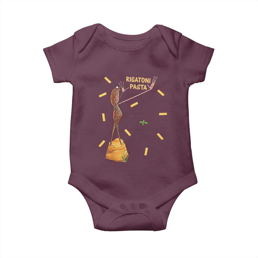 Funny Rigatoni Pasta Marcus The Worm Baby Onesie Dramatic Pasta Lover Foodie Meme - Wonder Print Shop
