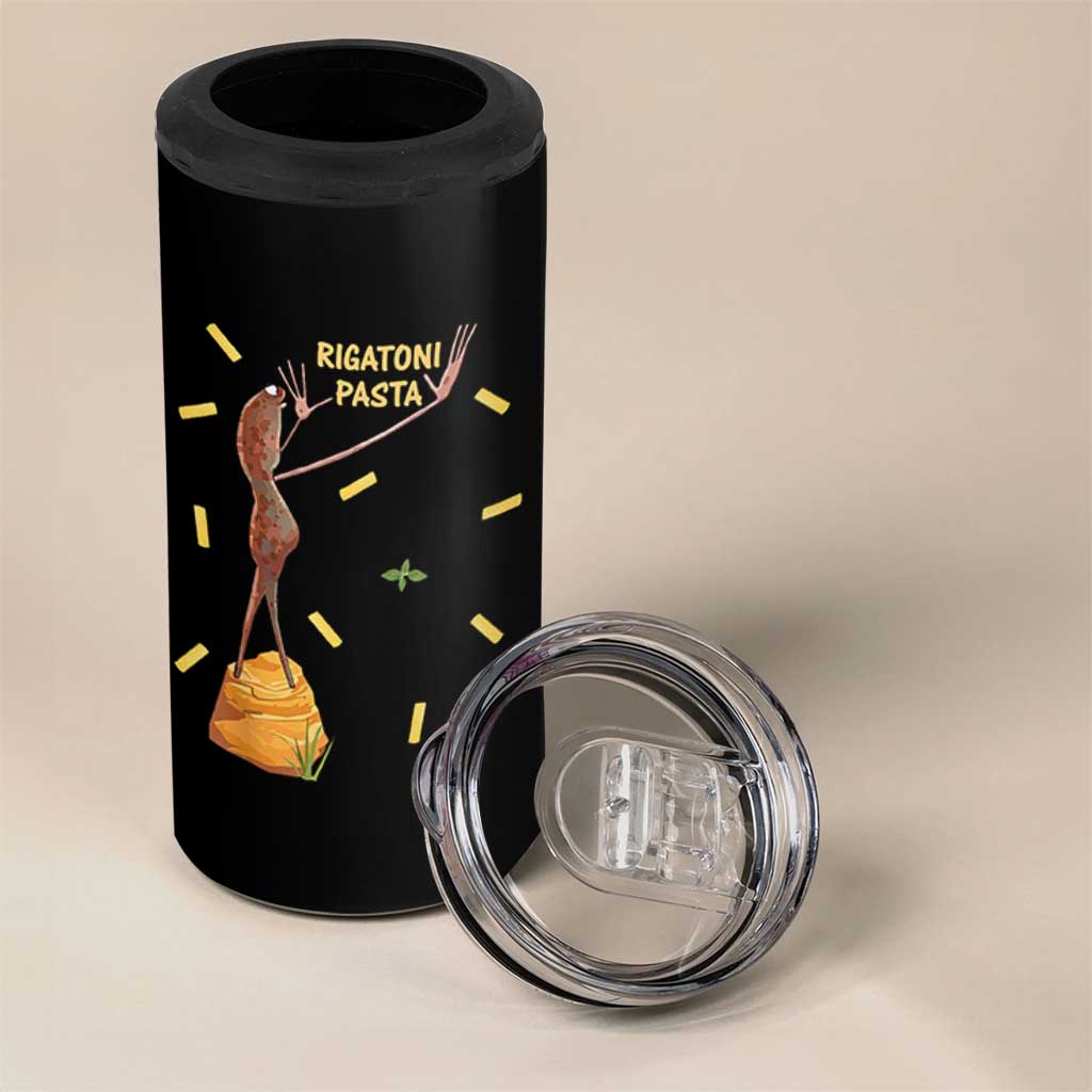 Funny Rigatoni Pasta Marcus The Worm 4 in 1 Can Cooler Tumbler Dramatic Pasta Lover Foodie Meme - Wonder Print Shop