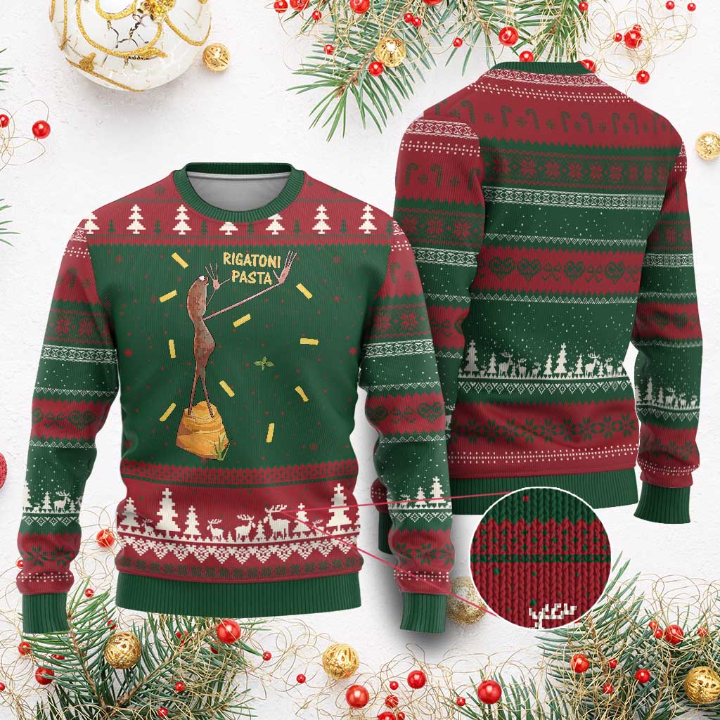 Funny Rigatoni Pasta Marcus The Worm Ugly Christmas Sweater Dramatic Pasta Lover Foodie Meme - Wonder Print Shop