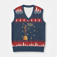 Funny Rigatoni Pasta Marcus The Worm V-Neck Knit Sweater Vest Dramatic Pasta Lover Foodie Meme - Wonder Print Shop