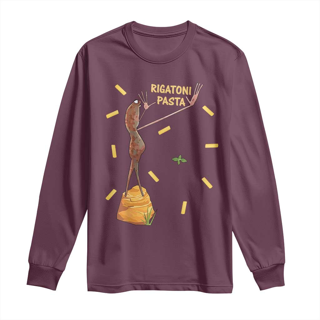 Funny Rigatoni Pasta Marcus The Worm Long Sleeve Shirt Dramatic Pasta Lover Foodie Meme - Wonder Print Shop