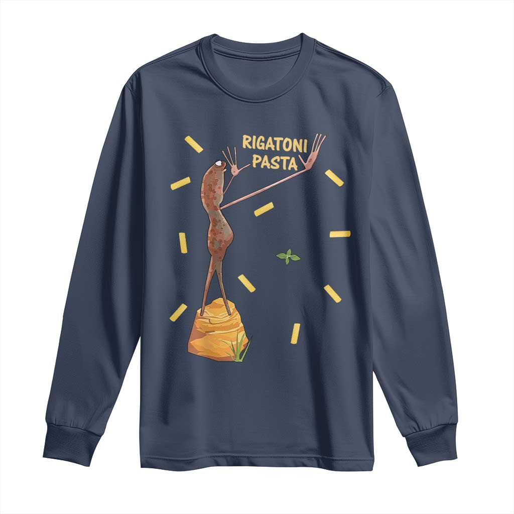 Funny Rigatoni Pasta Marcus The Worm Long Sleeve Shirt Dramatic Pasta Lover Foodie Meme - Wonder Print Shop