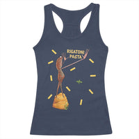 Funny Rigatoni Pasta Marcus The Worm Racerback Tank Top Dramatic Pasta Lover Foodie Meme - Wonder Print Shop