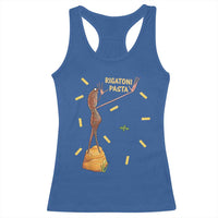 Funny Rigatoni Pasta Marcus The Worm Racerback Tank Top Dramatic Pasta Lover Foodie Meme - Wonder Print Shop