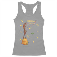 Funny Rigatoni Pasta Marcus The Worm Racerback Tank Top Dramatic Pasta Lover Foodie Meme - Wonder Print Shop