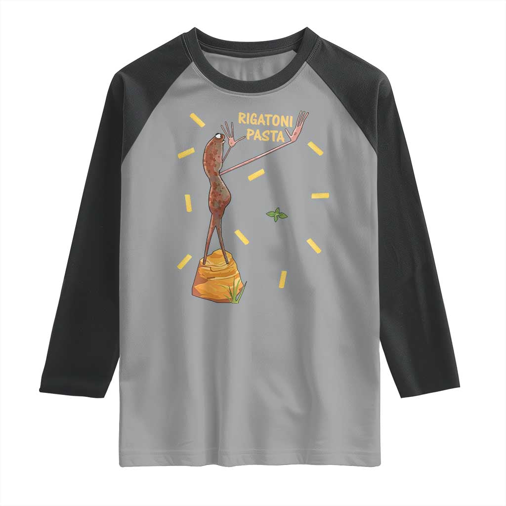 Funny Rigatoni Pasta Marcus The Worm Raglan Shirt Dramatic Pasta Lover Foodie Meme - Wonder Print Shop
