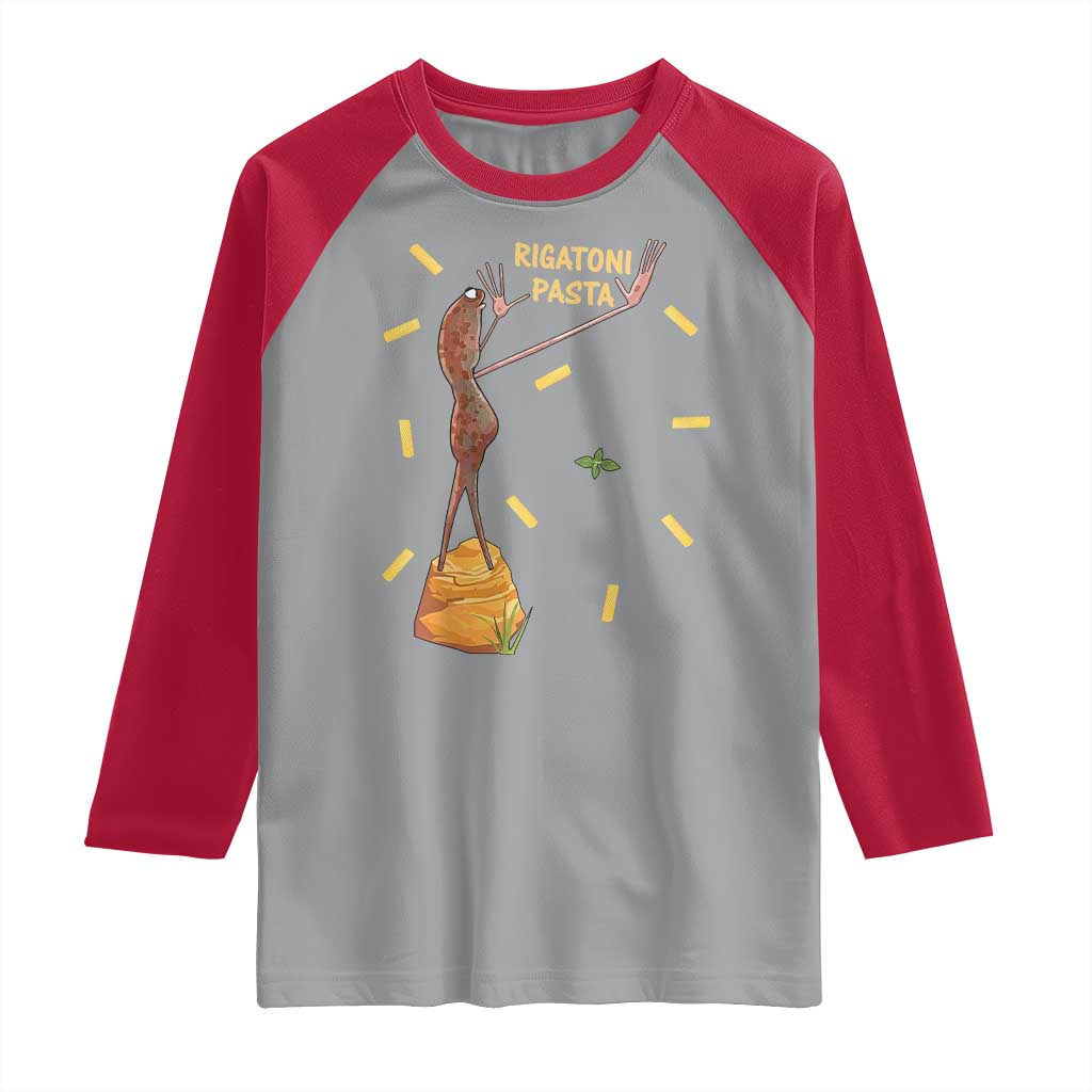 Funny Rigatoni Pasta Marcus The Worm Raglan Shirt Dramatic Pasta Lover Foodie Meme - Wonder Print Shop