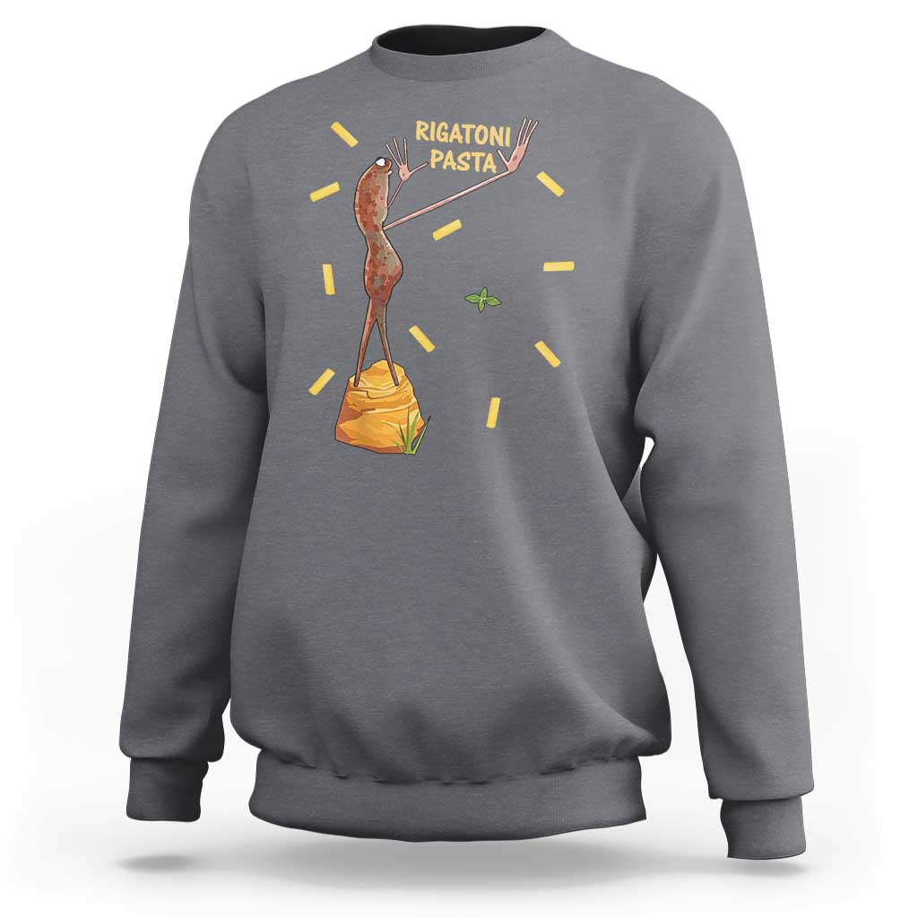 Funny Rigatoni Pasta Marcus The Worm Sweatshirt Dramatic Pasta Lover Foodie Meme - Wonder Print Shop