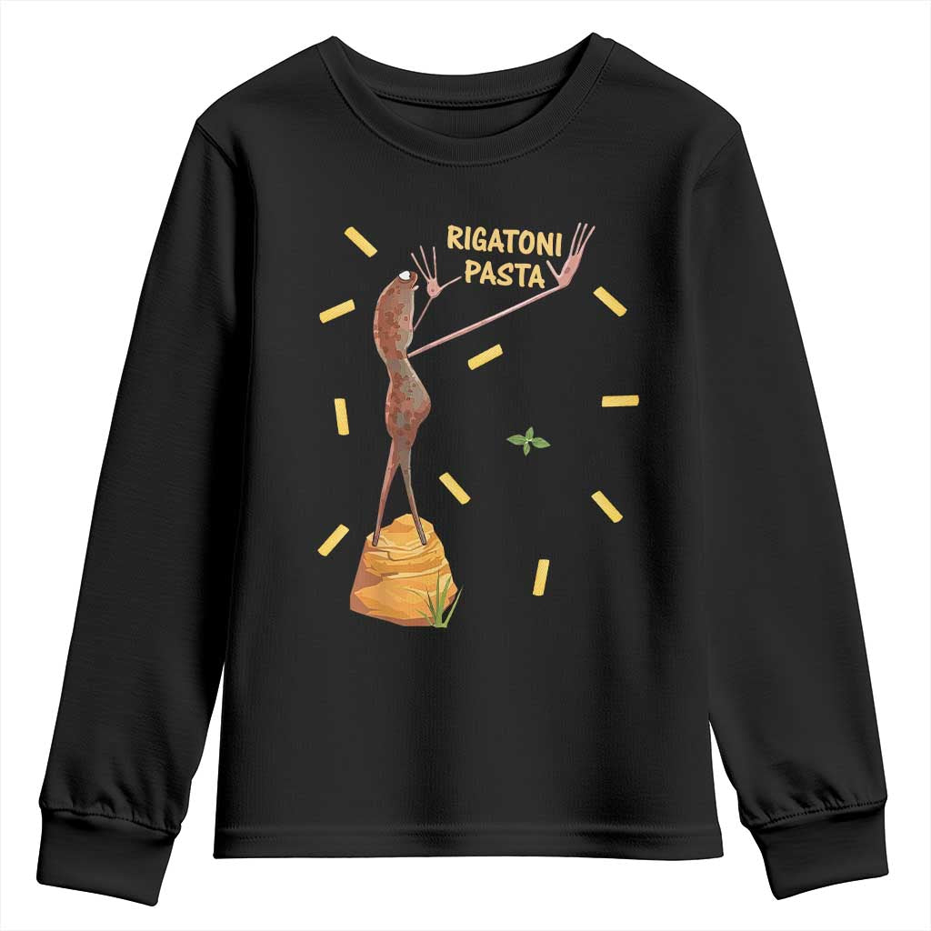 Funny Rigatoni Pasta Marcus The Worm Youth Sweatshirt Dramatic Pasta Lover Foodie Meme - Wonder Print Shop