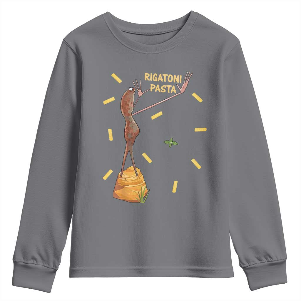 Funny Rigatoni Pasta Marcus The Worm Youth Sweatshirt Dramatic Pasta Lover Foodie Meme - Wonder Print Shop