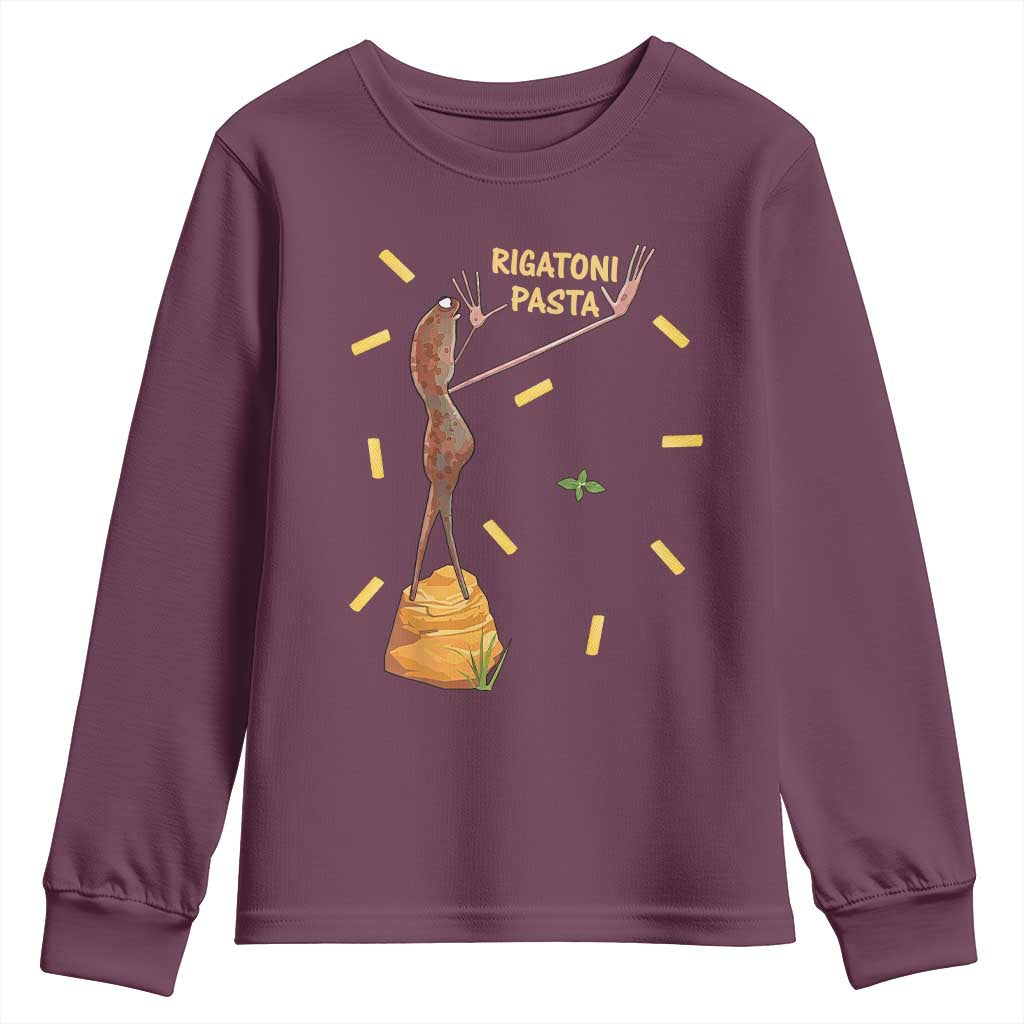 Funny Rigatoni Pasta Marcus The Worm Youth Sweatshirt Dramatic Pasta Lover Foodie Meme - Wonder Print Shop