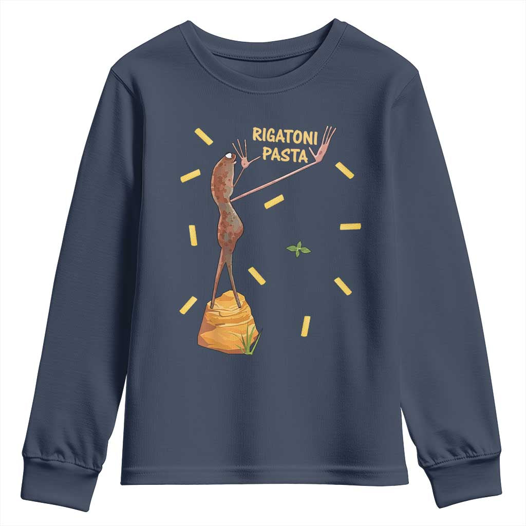 Funny Rigatoni Pasta Marcus The Worm Youth Sweatshirt Dramatic Pasta Lover Foodie Meme - Wonder Print Shop
