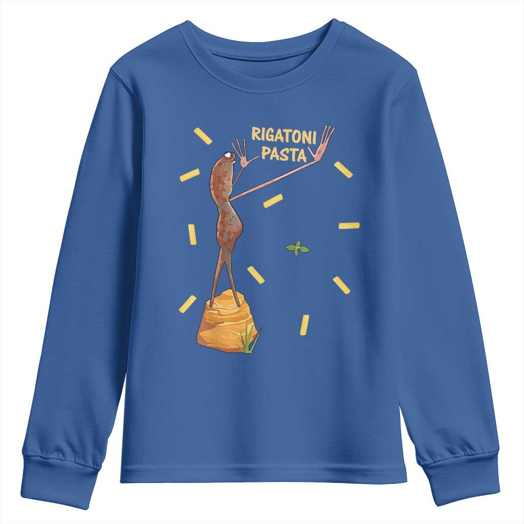 Funny Rigatoni Pasta Marcus The Worm Youth Sweatshirt Dramatic Pasta Lover Foodie Meme - Wonder Print Shop