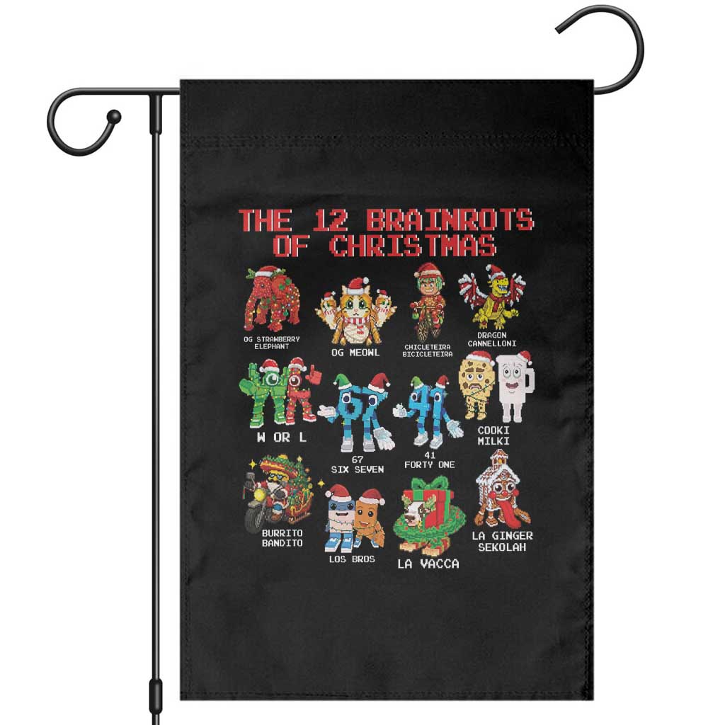 The 12 Brainrots of Christmas Garden Flag Funny Cursed Meme Holiday Gag Gift - Wonder Print Shop