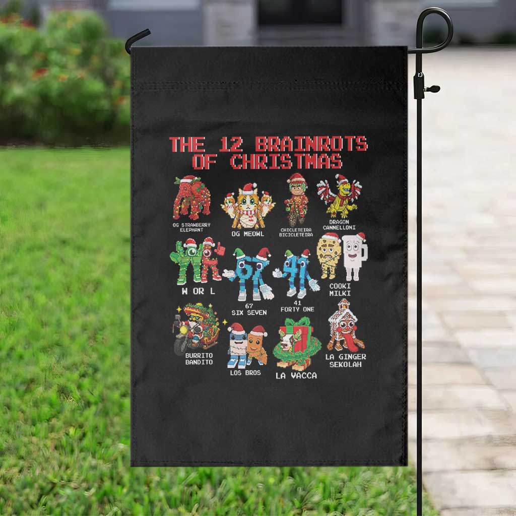The 12 Brainrots of Christmas Garden Flag Funny Cursed Meme Holiday Gag Gift - Wonder Print Shop