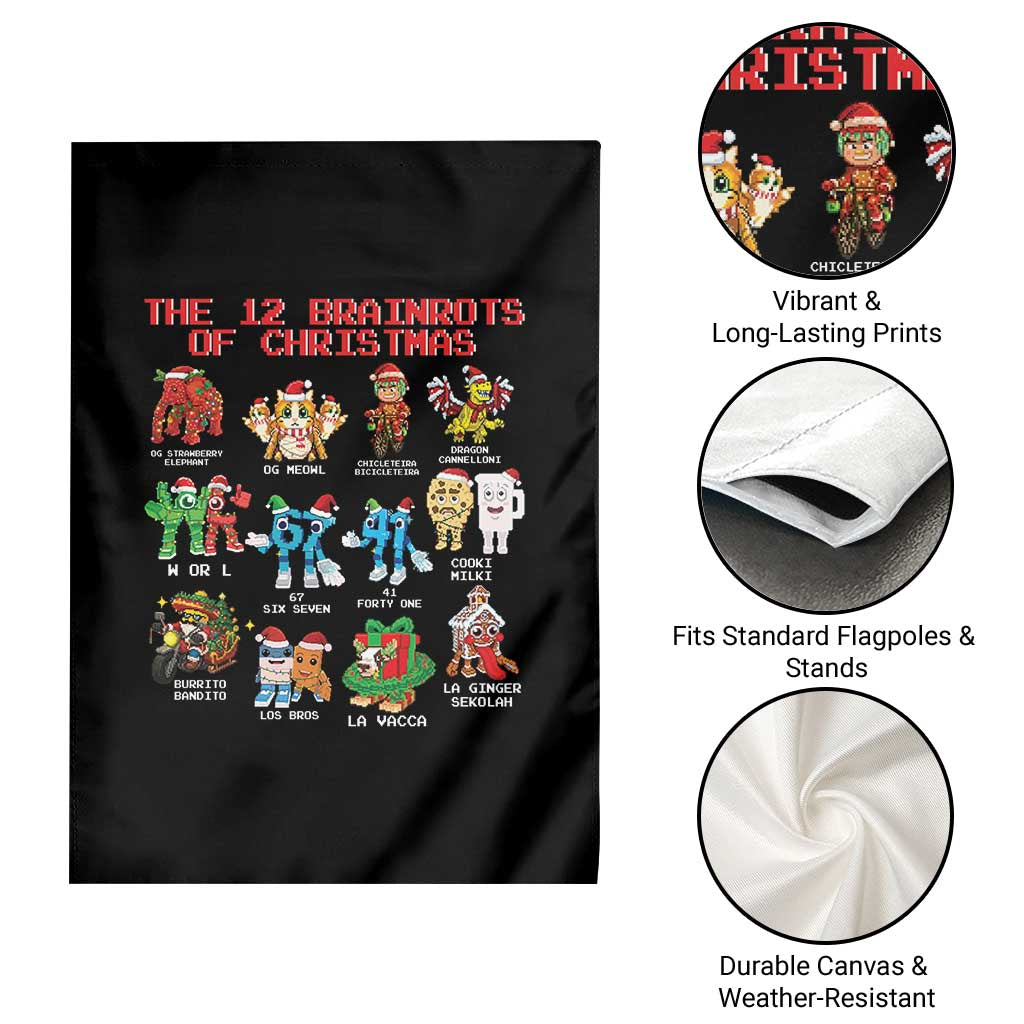 The 12 Brainrots of Christmas Garden Flag Funny Cursed Meme Holiday Gag Gift - Wonder Print Shop