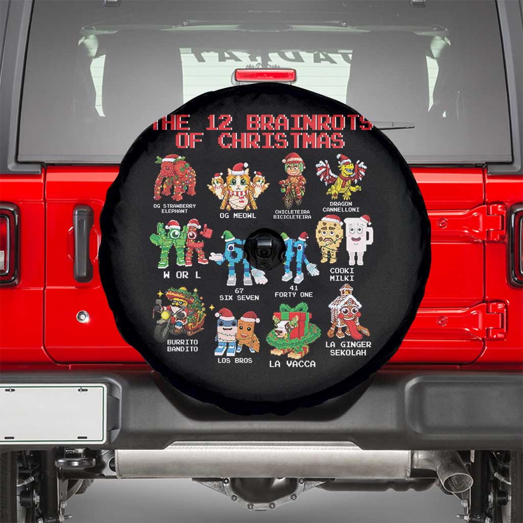 The 12 Brainrots of Christmas Spare Tire Cover Funny Cursed Meme Holiday Gag Gift - Wonder Print Shop