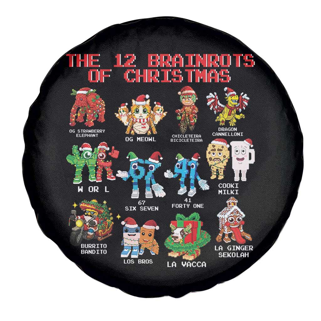 The 12 Brainrots of Christmas Spare Tire Cover Funny Cursed Meme Holiday Gag Gift - Wonder Print Shop