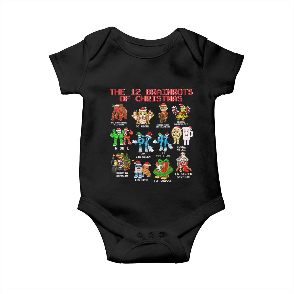 The 12 Brainrots of Christmas Baby Onesie Funny Cursed Meme Holiday Gag Gift - Wonder Print Shop