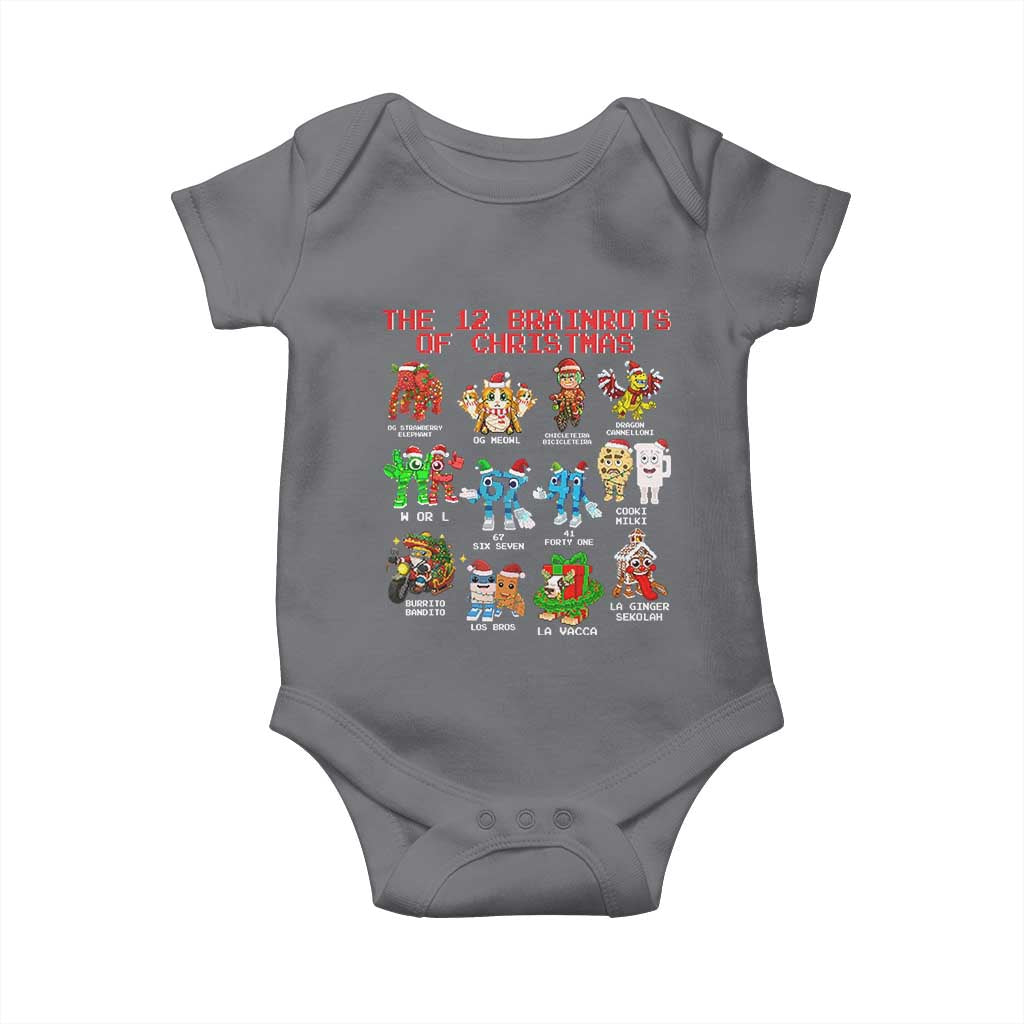 The 12 Brainrots of Christmas Baby Onesie Funny Cursed Meme Holiday Gag Gift - Wonder Print Shop