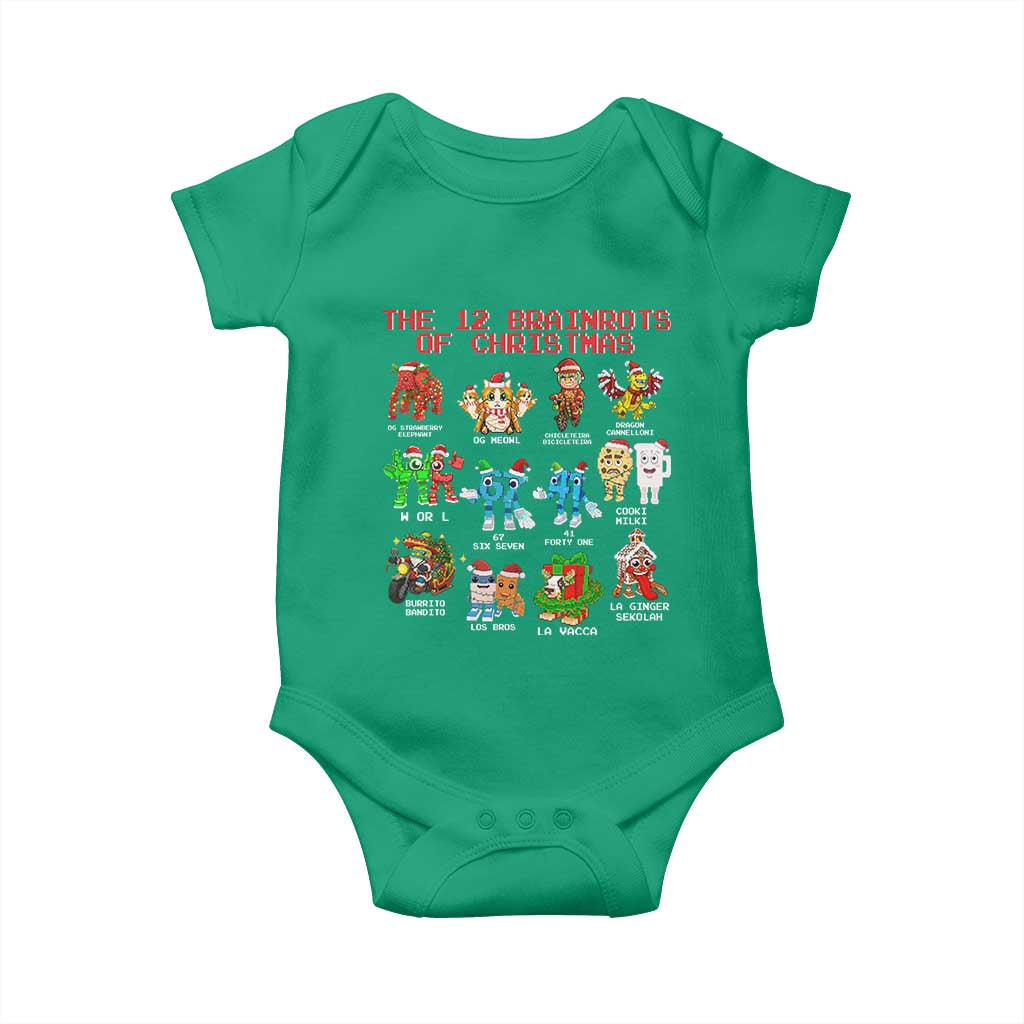 The 12 Brainrots of Christmas Baby Onesie Funny Cursed Meme Holiday Gag Gift - Wonder Print Shop