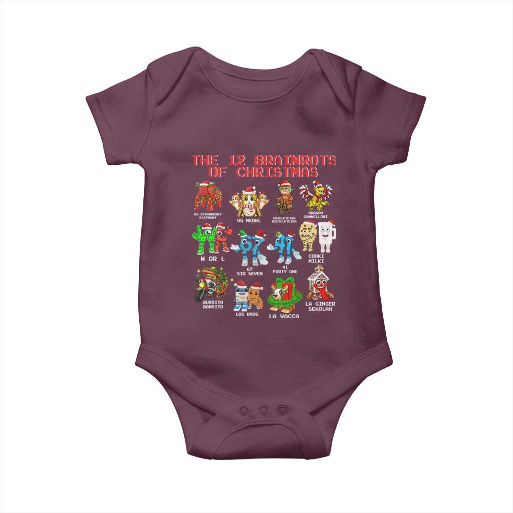 The 12 Brainrots of Christmas Baby Onesie Funny Cursed Meme Holiday Gag Gift - Wonder Print Shop
