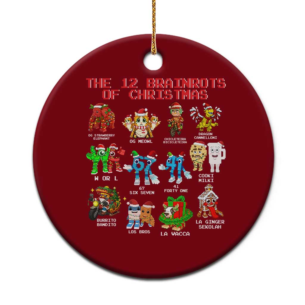 The 12 Brainrots of Christmas Ceramic Ornament Funny Cursed Meme Holiday Gag Gift - Wonder Print Shop