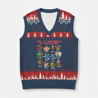 The 12 Brainrots of Xmas V-Neck Knit Sweater Vest Funny Cursed Meme Holiday Gag Gift - Wonder Print Shop