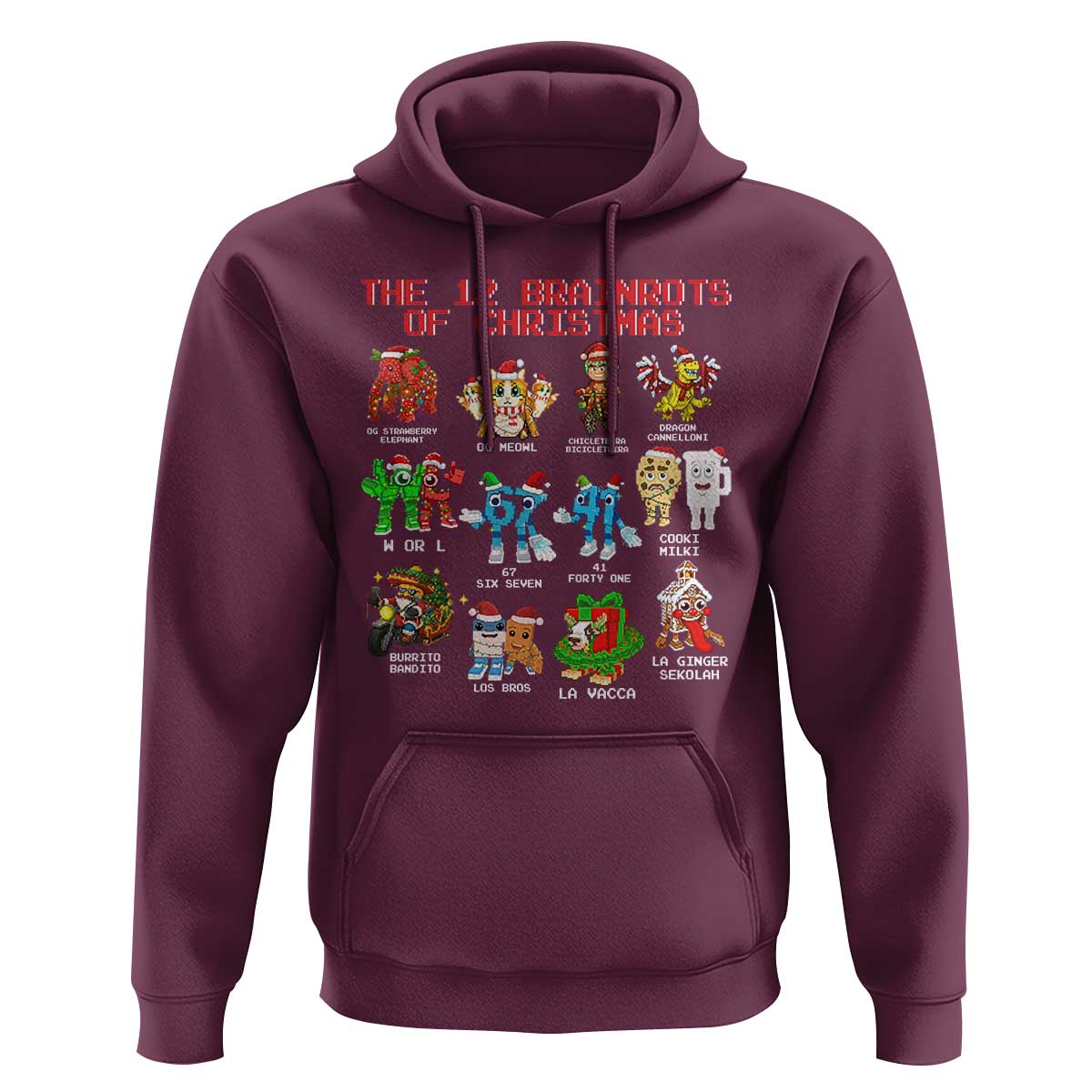 The 12 Brainrots of Christmas Hoodie Funny Cursed Meme Holiday Gag Gift - Wonder Print Shop