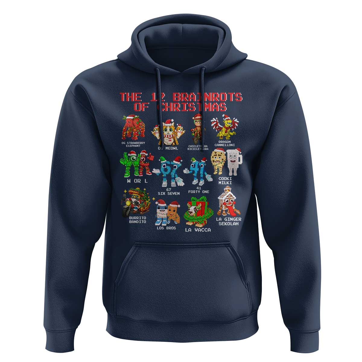 The 12 Brainrots of Christmas Hoodie Funny Cursed Meme Holiday Gag Gift - Wonder Print Shop