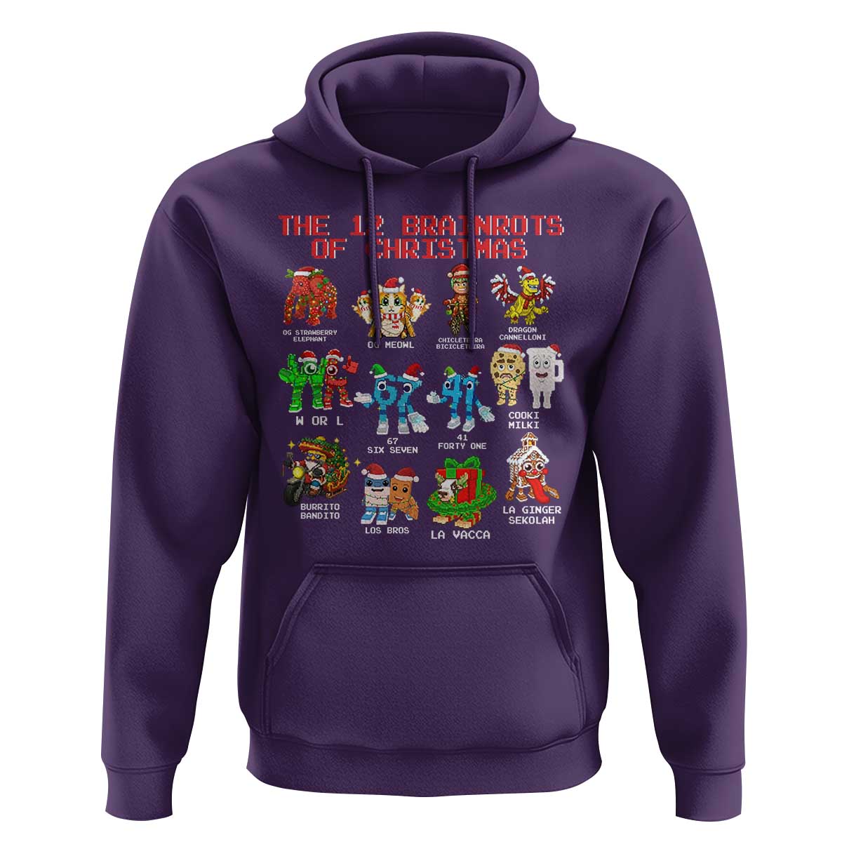 The 12 Brainrots of Christmas Hoodie Funny Cursed Meme Holiday Gag Gift - Wonder Print Shop