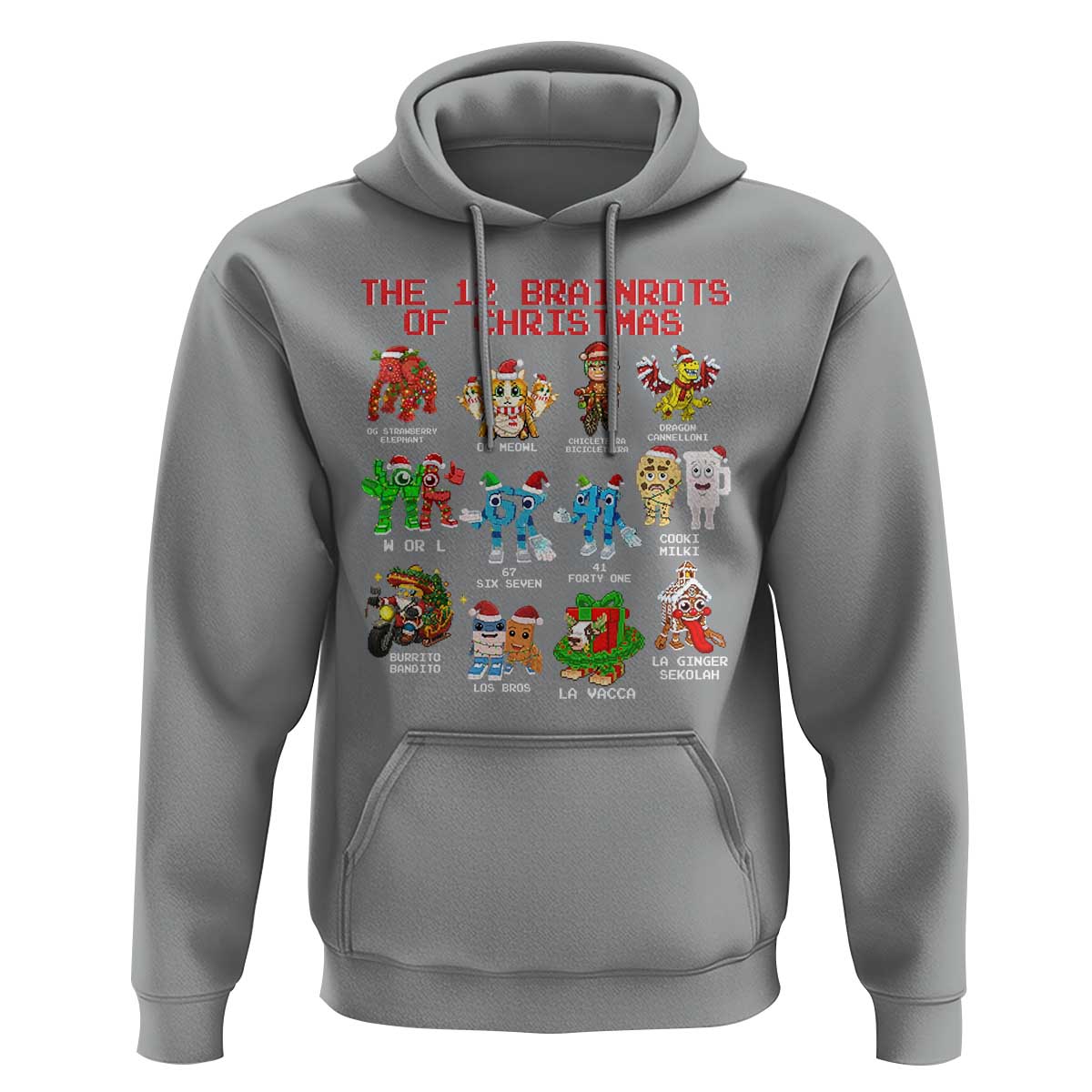 The 12 Brainrots of Christmas Hoodie Funny Cursed Meme Holiday Gag Gift - Wonder Print Shop