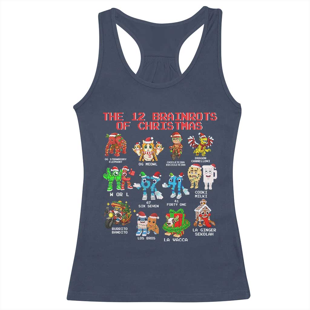 The 12 Brainrots of Christmas Racerback Tank Top Funny Cursed Meme Holiday Gag Gift - Wonder Print Shop