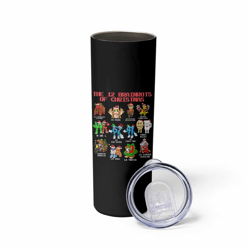The 12 Brainrots of Christmas Skinny Tumbler Funny Cursed Meme Holiday Gag Gift - Wonder Print Shop