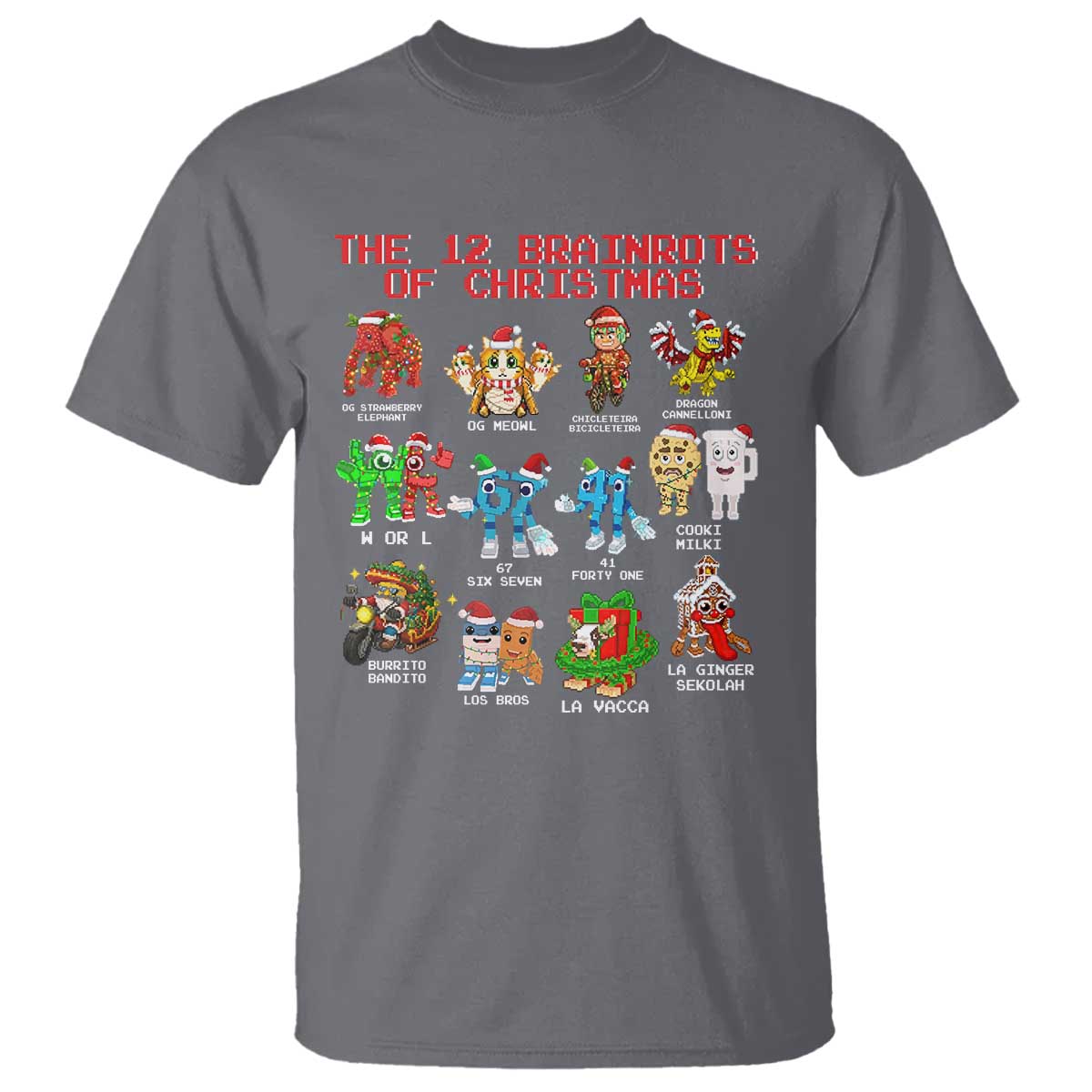 The 12 Brainrots of Christmas T Shirt Funny Cursed Meme Holiday Gag Gift - Wonder Print Shop