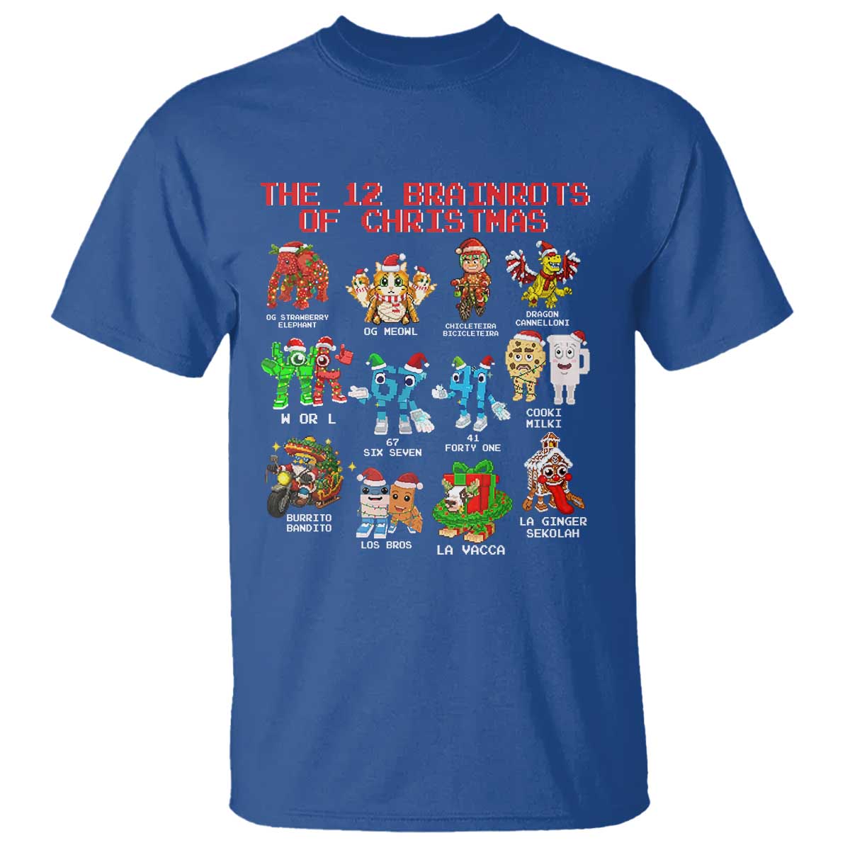 The 12 Brainrots of Christmas T Shirt Funny Cursed Meme Holiday Gag Gift - Wonder Print Shop
