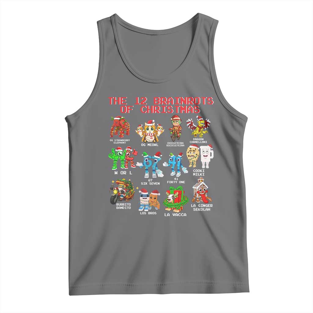 The 12 Brainrots of Christmas Tank Top Funny Cursed Meme Holiday Gag Gift - Wonder Print Shop