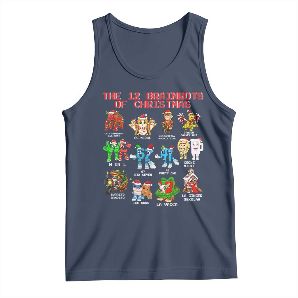 The 12 Brainrots of Christmas Tank Top Funny Cursed Meme Holiday Gag Gift - Wonder Print Shop
