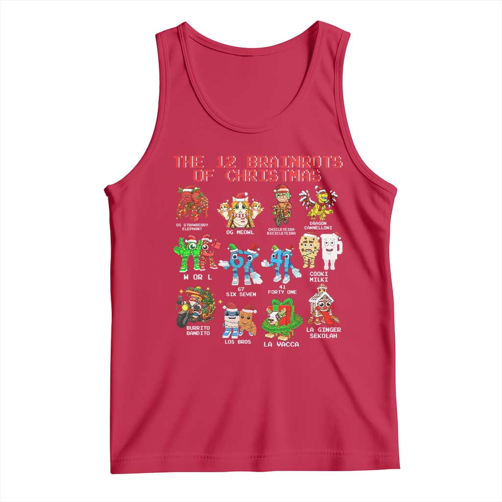 The 12 Brainrots of Christmas Tank Top Funny Cursed Meme Holiday Gag Gift - Wonder Print Shop
