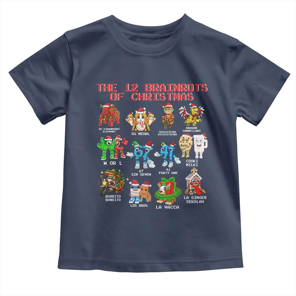 The 12 Brainrots of Christmas Toddler T Shirt Funny Cursed Meme Holiday Gag Gift - Wonder Print Shop