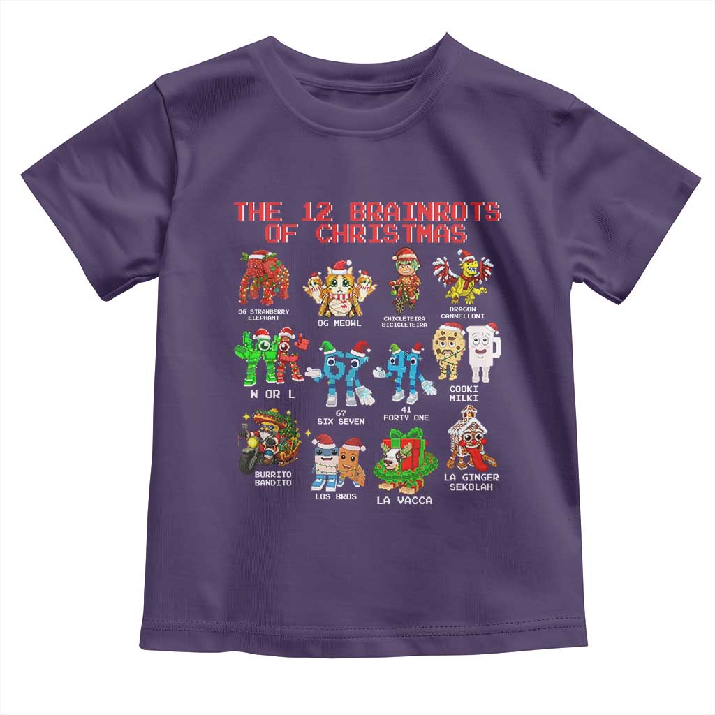 The 12 Brainrots of Christmas Toddler T Shirt Funny Cursed Meme Holiday Gag Gift - Wonder Print Shop