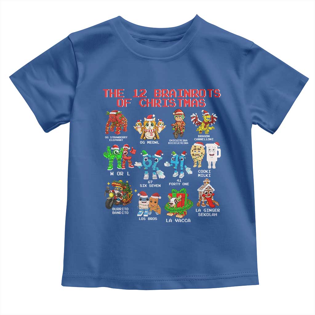 The 12 Brainrots of Christmas Toddler T Shirt Funny Cursed Meme Holiday Gag Gift - Wonder Print Shop
