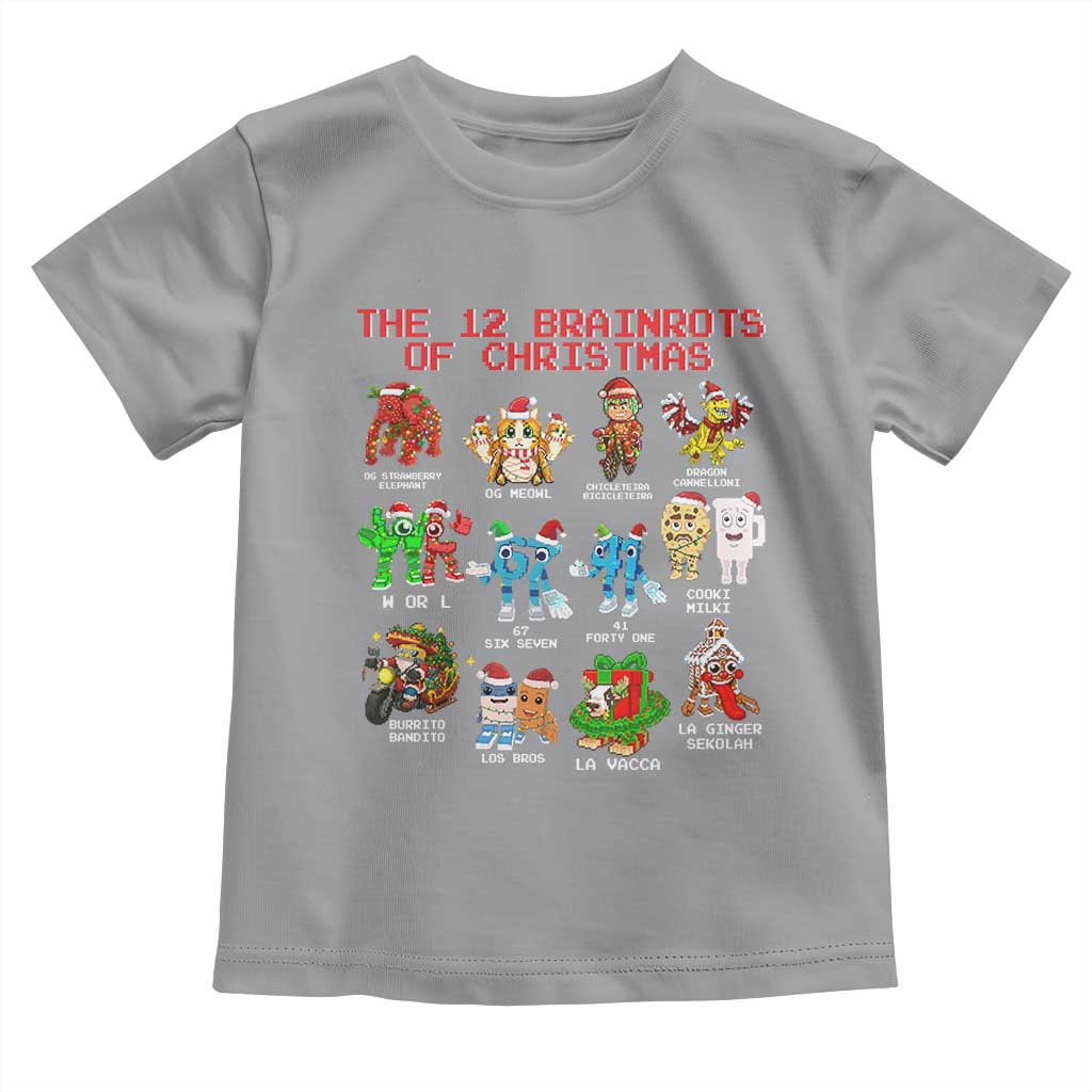 The 12 Brainrots of Christmas Toddler T Shirt Funny Cursed Meme Holiday Gag Gift - Wonder Print Shop