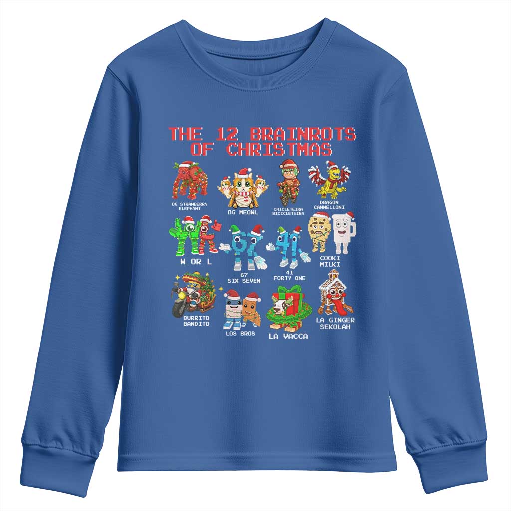 The 12 Brainrots of Christmas Youth Sweatshirt Funny Cursed Meme Holiday Gag Gift - Wonder Print Shop